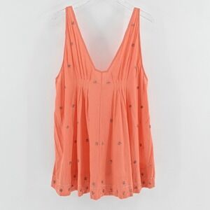 Free People Crushin On You Embellished Mini Dress Ethereal Coral Sleeveless Slip